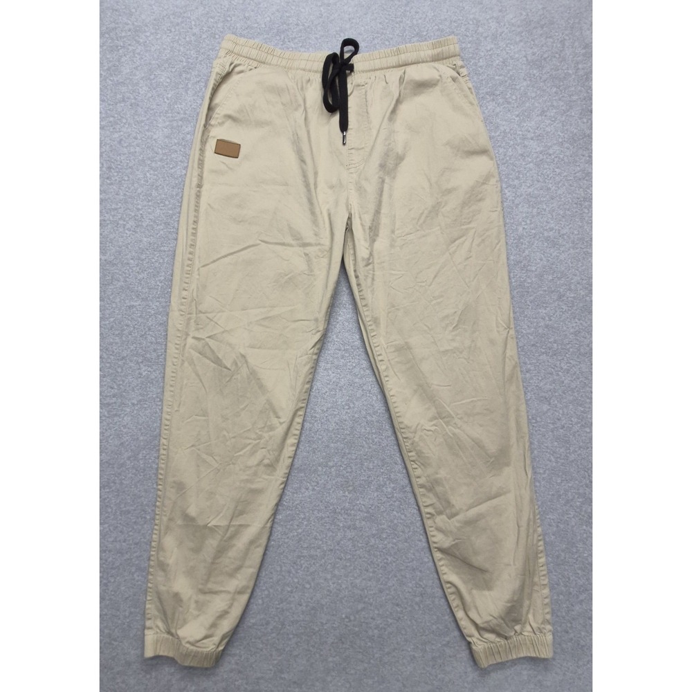 Coofandy Pants Mens L Tan Jogger Khaki Cotton Stretch Drawstring Elastic Waist